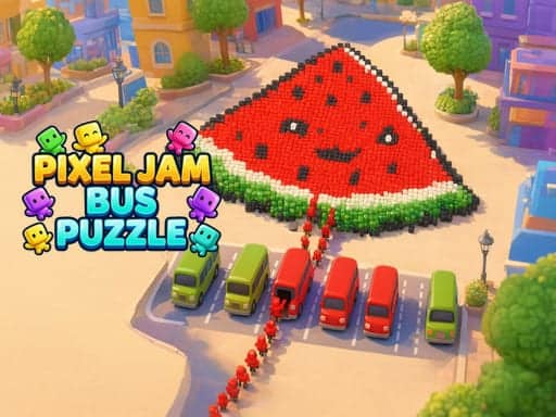 Screenshot van Pixel Jam Bus Puzzle: Color Sort
