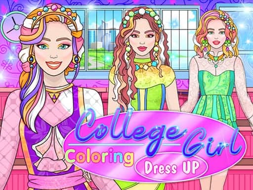 Screenshot van College Girl Coloring Dress Up