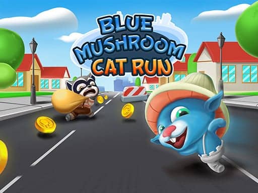 Screenshot van Blue Mushroom Cat Run